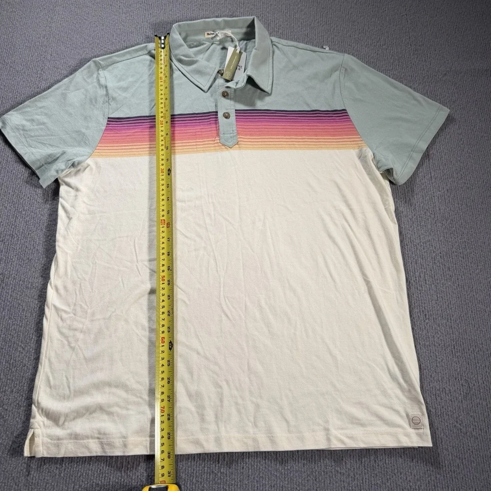 Marine Layer Polo Shirt Striped Grey Mist Short Sleeve Mens L/XL New - Picture 7 of 10